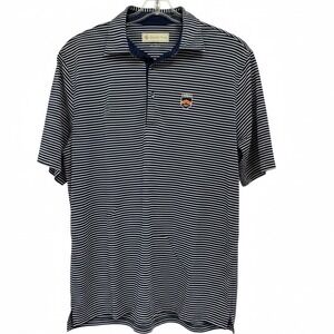Donald Ross Mens Large Navy White Fenway 1924 Crest Striped Golf Polo  (J27)